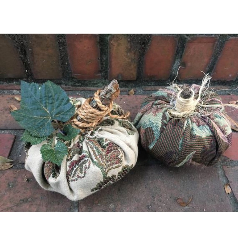 Fabric Pumpkins Pair of Fall Decor Fabric Pumpkins